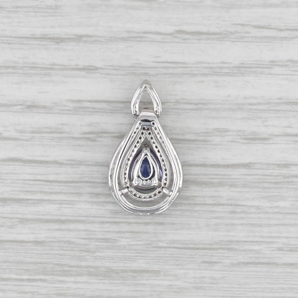 1.17ctw Tanzanite Diamond Halo Teardrop Pendant 14k White Gold