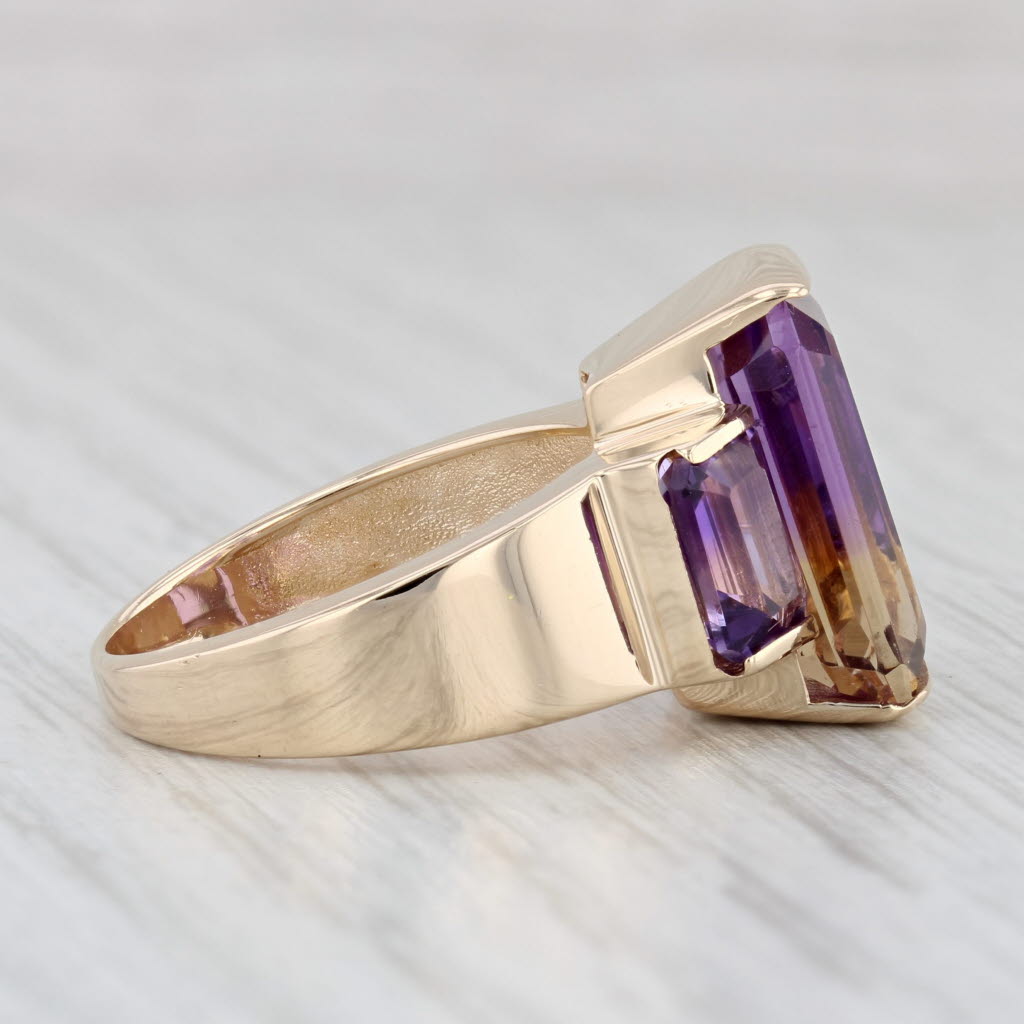 Light Gray 8.70ctw Orange Purple Ametrine Amethyst Ring 14k Yellow Gold Size 6.75