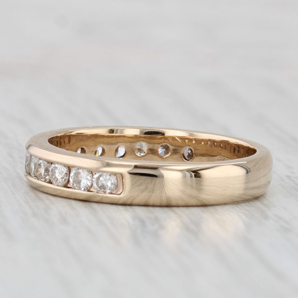 Light Gray 0.75ctw Channel Set Diamond Wedding Band 14k Yellow Gold Men's Ring