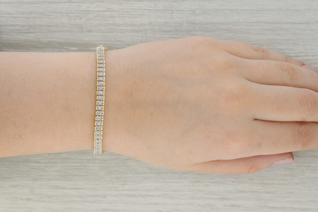Tan 0.33ctw Diamond Tennis Bracelet 14k Yellow Gold 7.25" 4.9mm