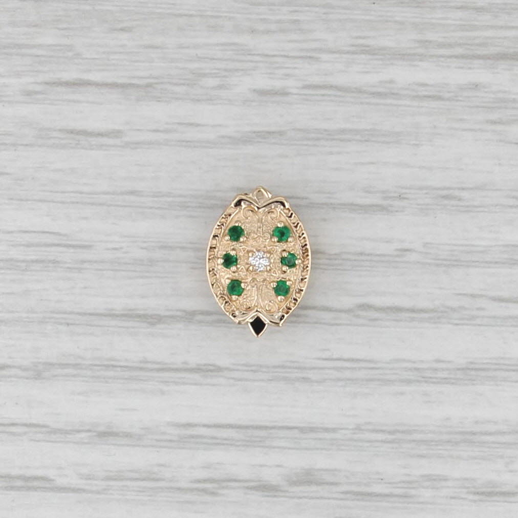 0.15ctw Emerald Diamond Slide Bracelet Charm 14k Gold Richard Glatter Vintage