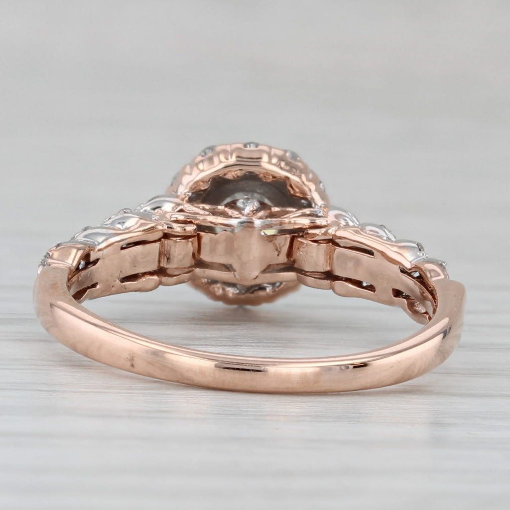 Gray 0.92ctw Diamond Halo Engagement Ring 14k Rose Gold Size 7
