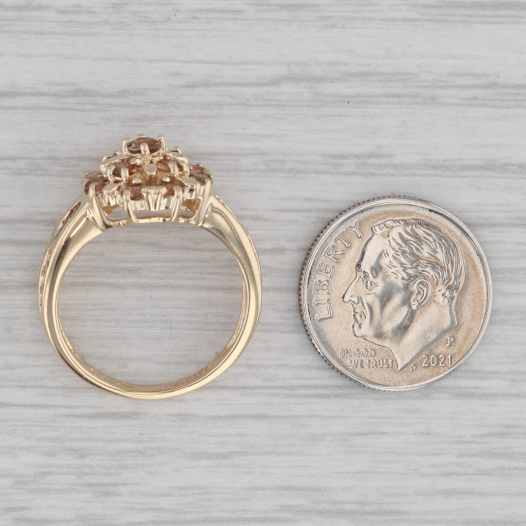 Gray 1.04ctw Andalusite Cluster Flower Ring 14k Yellow Gold Size 6.25