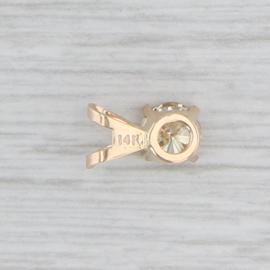 Light Gray 0.58ct Yellow Diamond Solitaire Pendant 14k Yellow Gold Small Round Drop