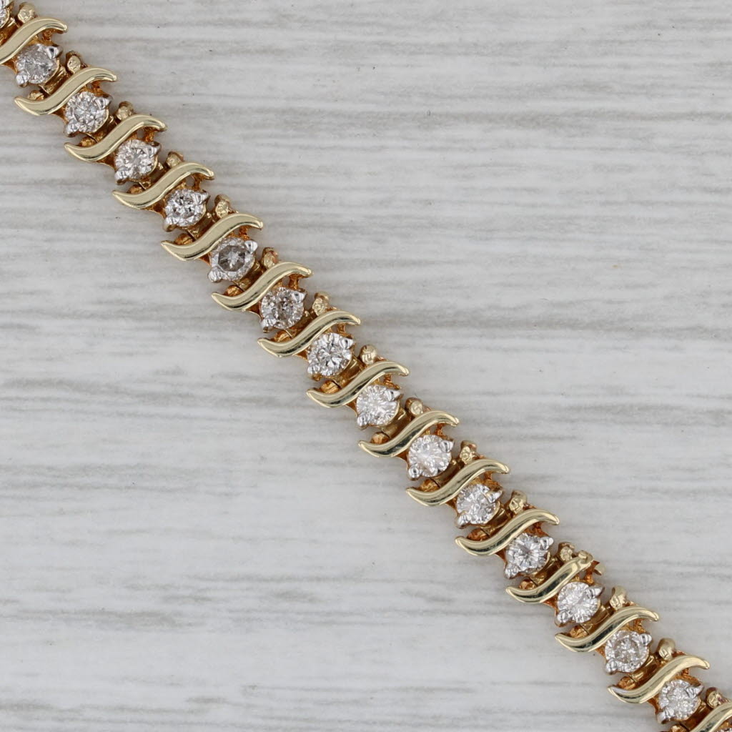 Gray 1.50ctw Diamond Tennis Bracelet 14k Yellow Gold 7" 5mm