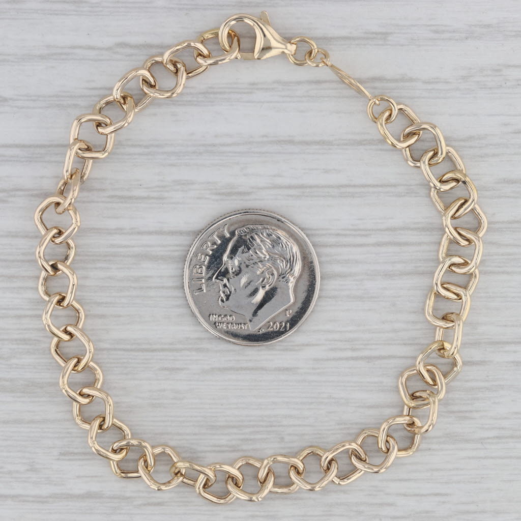Gray Rosato Cable Chain Bracelet 14k Yellow Gold 6.75" 6.5mm