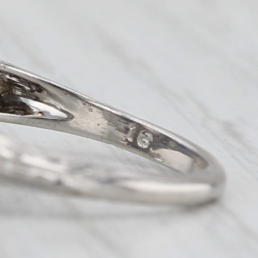 Light Gray Art Deco 1.08ct Old European Diamond Engagement Ring 18k Gold Floral Sz 5.25 GIA
