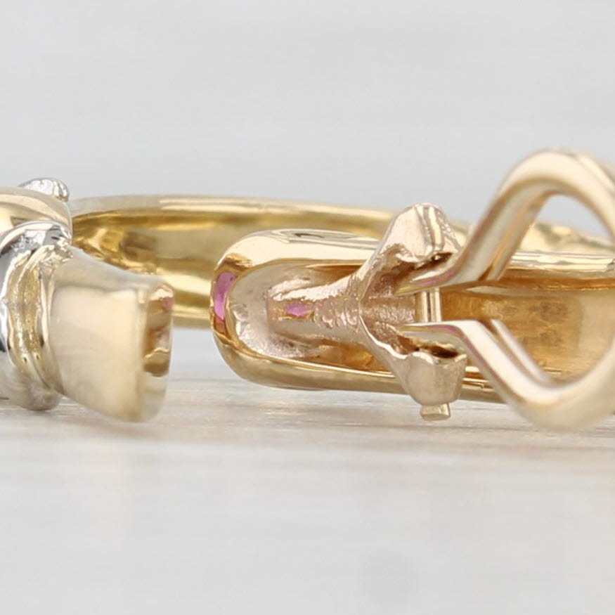 Light Gray 0.54ctw Ruby Diamond Hoop Earrings 14k Yellow Gold Clip On Omega Backs