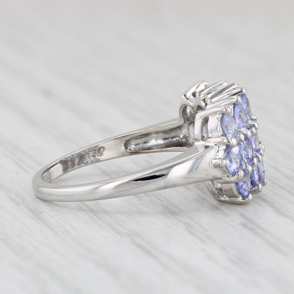 Light Gray 2.04ctw Tanzanite Cluster Ring 10k White Gold Size 7 Cocktail