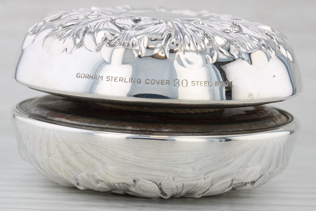 Light Gray Gorham Yo-yo 30 Sterling Silver Stainless Steel Rope Floral Design Vintage