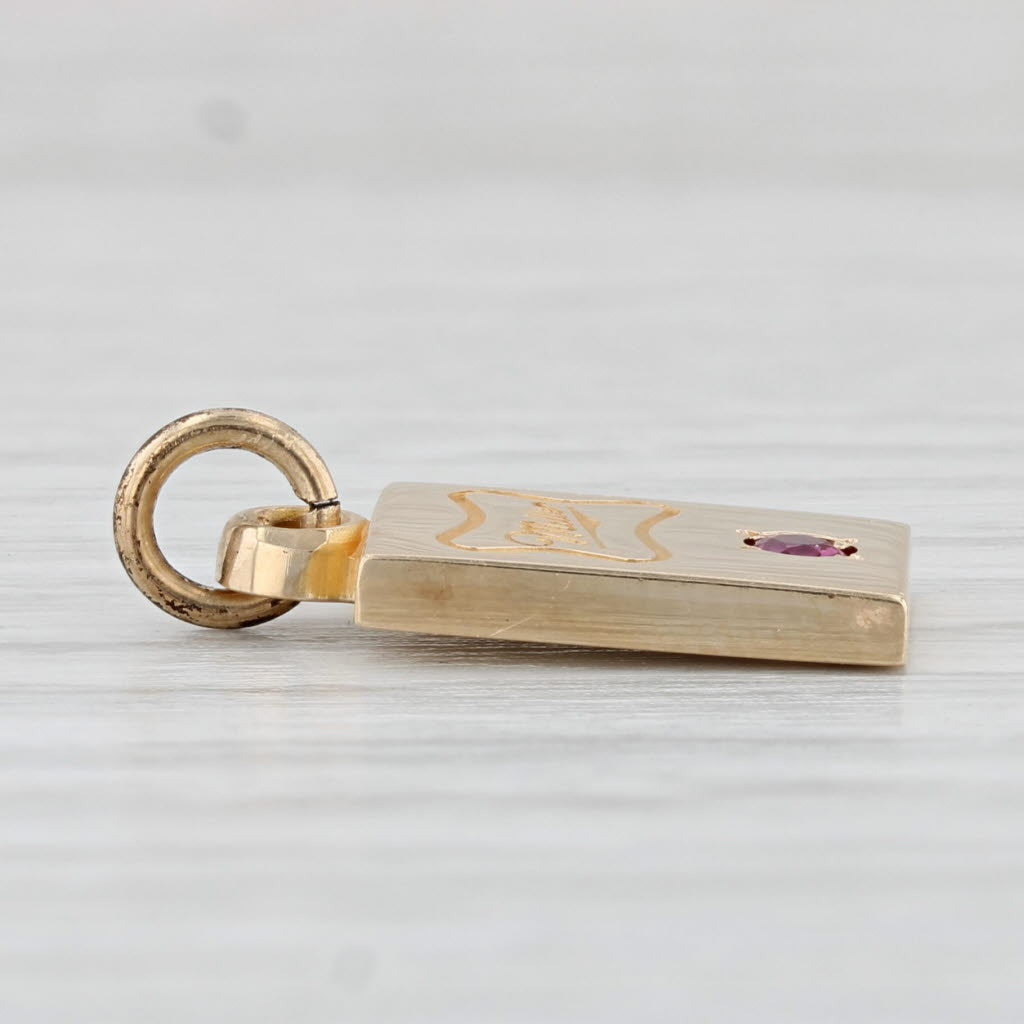 Light Gray Miller Brewing Company Service Charm 10k Gold Ruby Keepsake