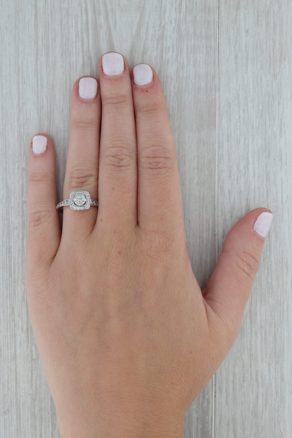 Dark Gray 0.31ctw Round Diamond Halo Engagement Ring 10k White Gold Size 10