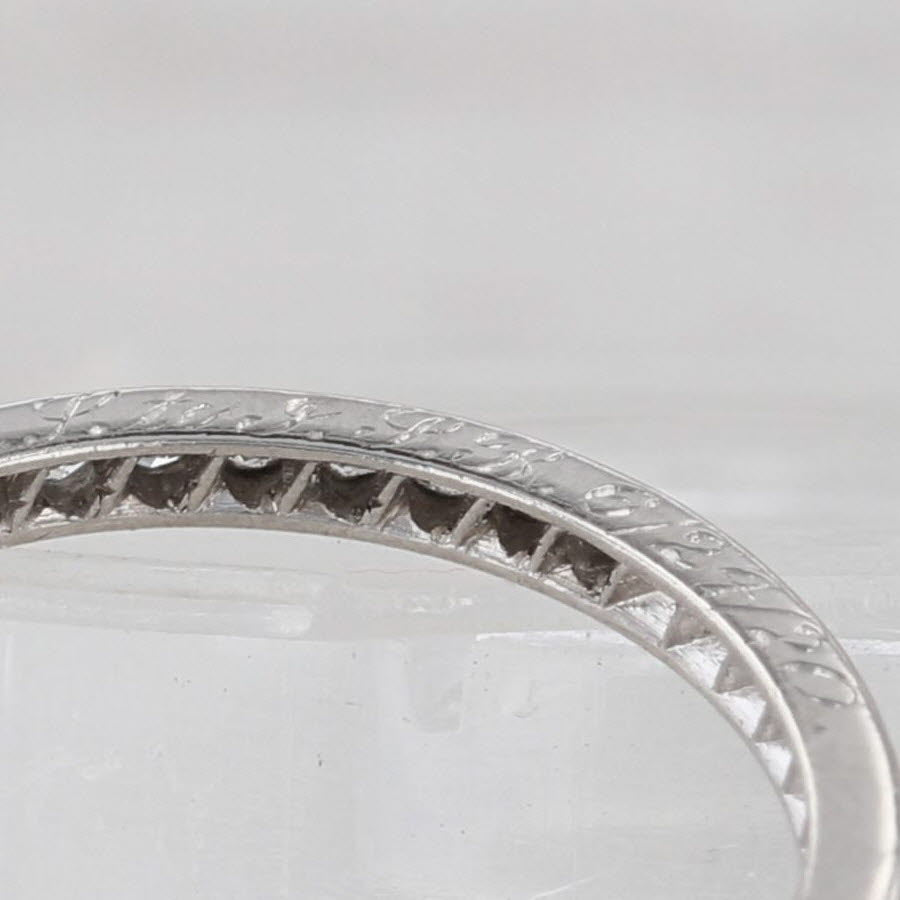 Art Deco Traub 0.15ctw Diamond Wedding Band Platinum Size 8 Stackable Ring