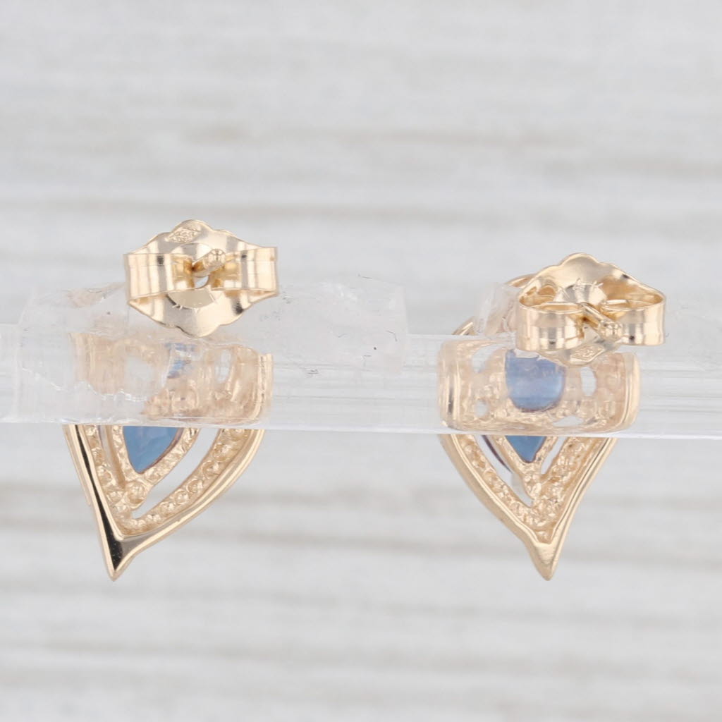 Light Gray 1.02ctw Lab Created Alexandrite Diamond Drop Stud Earrings 14k Yellow Gold