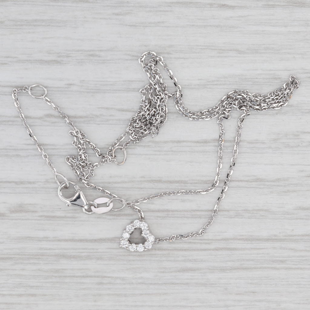Light Gray Roberto Coin Tiny Treasures 0.15ctw Diamond Heart Pendant Necklace 18k Gold