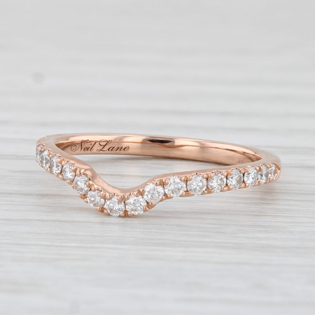 Light Gray Neil Lane 0.36ctw Diamond Wedding Band 14k Rose Gold Size 6.75 Guard Ring
