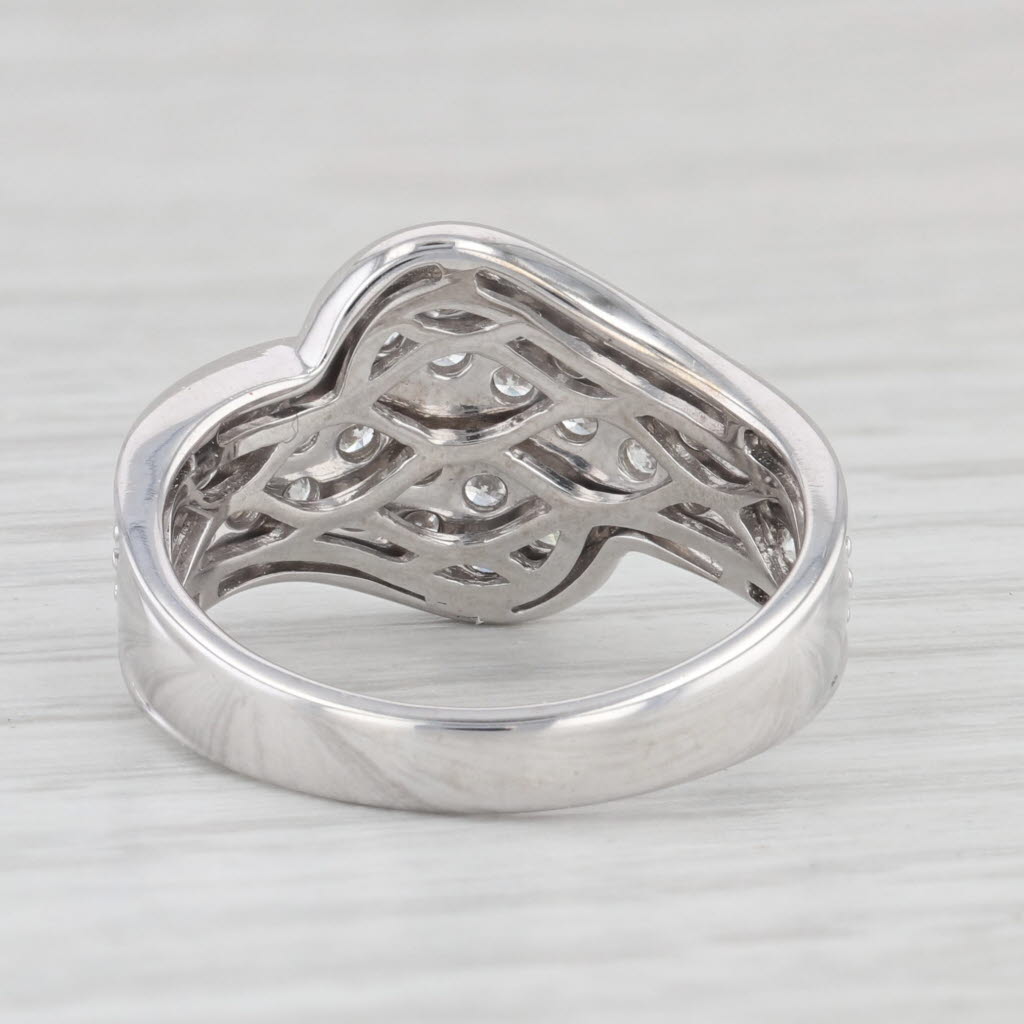 Light Gray 0.95ctw Diamond Bypass Ring 14k White Gold Size 7