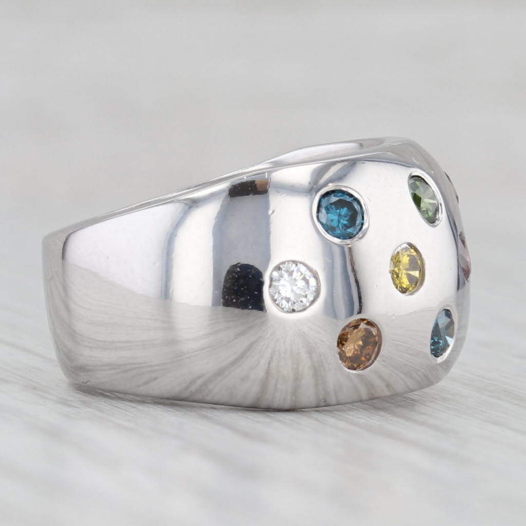 Light Gray 0.83ctw Colorful Diamond Dots Ring 18k White Gold Size 7 Cocktail