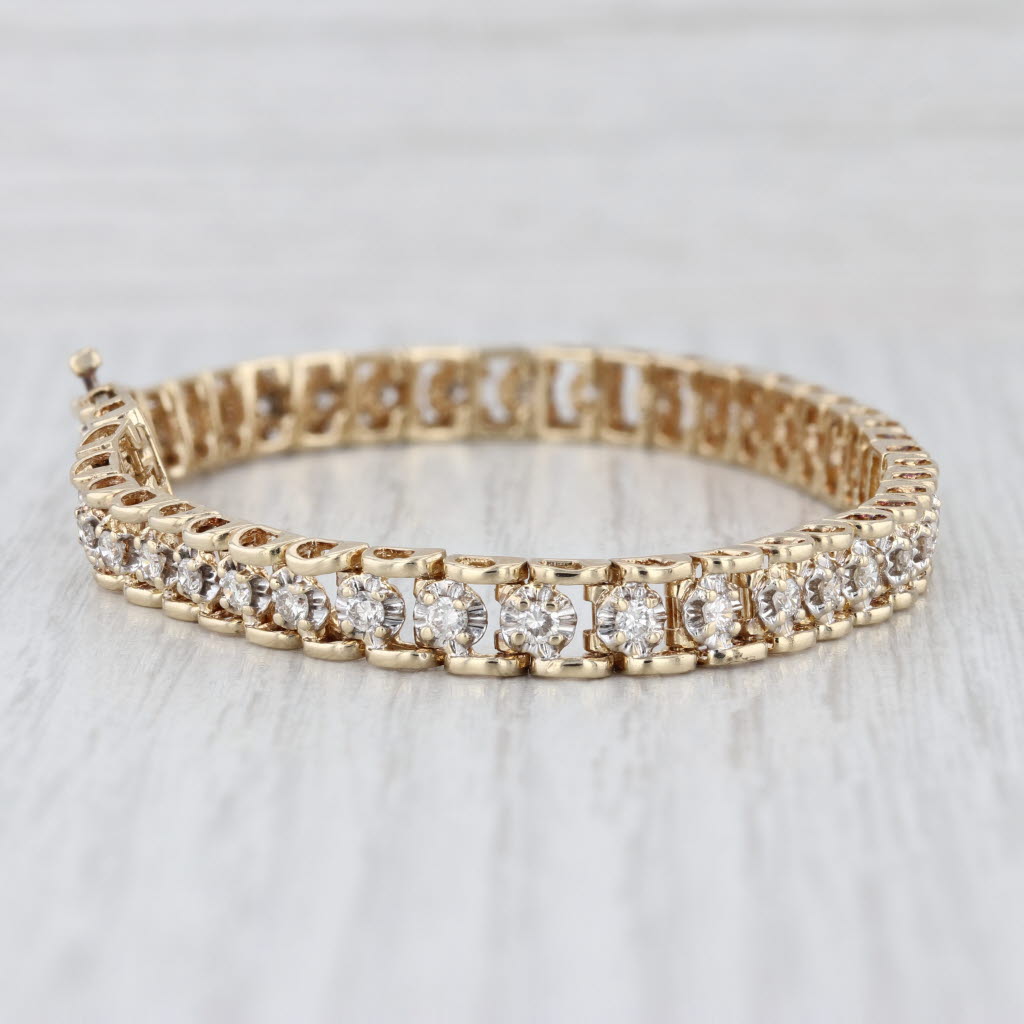 1.75ctw Diamond Tennis Bracelet 14k Yellow Gold 7.5" 6mm