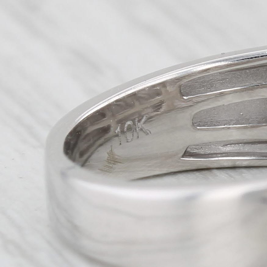 Light Gray Diamond Men's Wedding Band 10k White Gold Ring