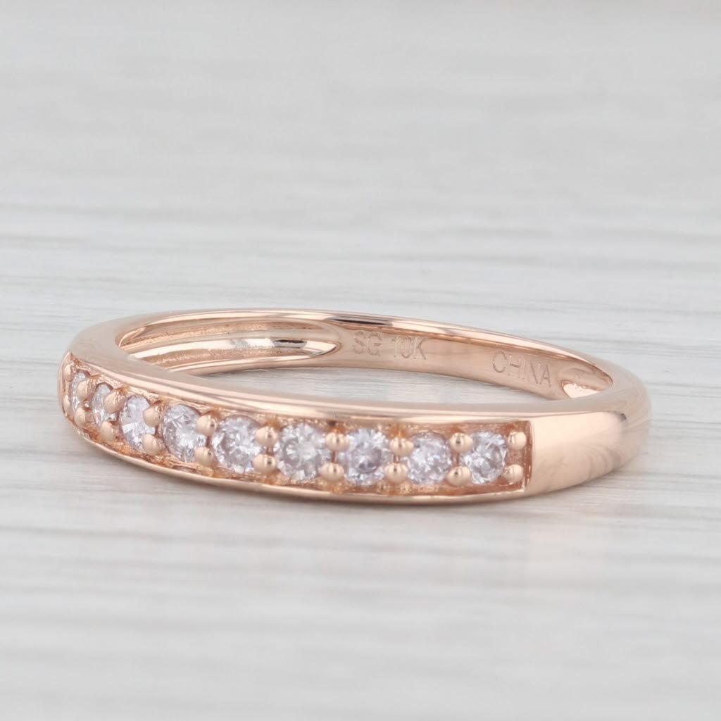 Light Gray 0.25ctw Pink Diamond Wedding Band 10k Rose Gold Size 6.75 Stackable Ring