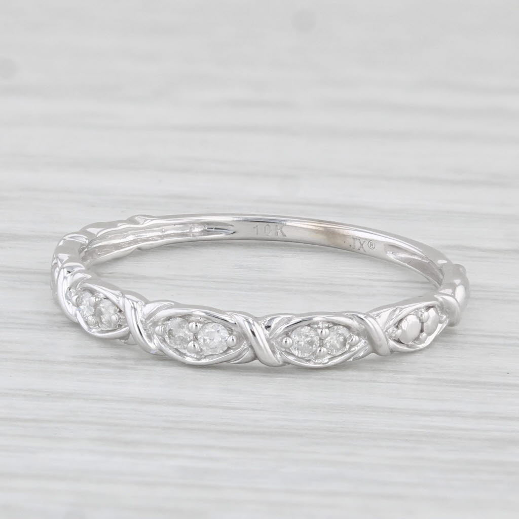 Light Gray Diamond Wedding Band 10k White Gold Size 7 Stackable Band