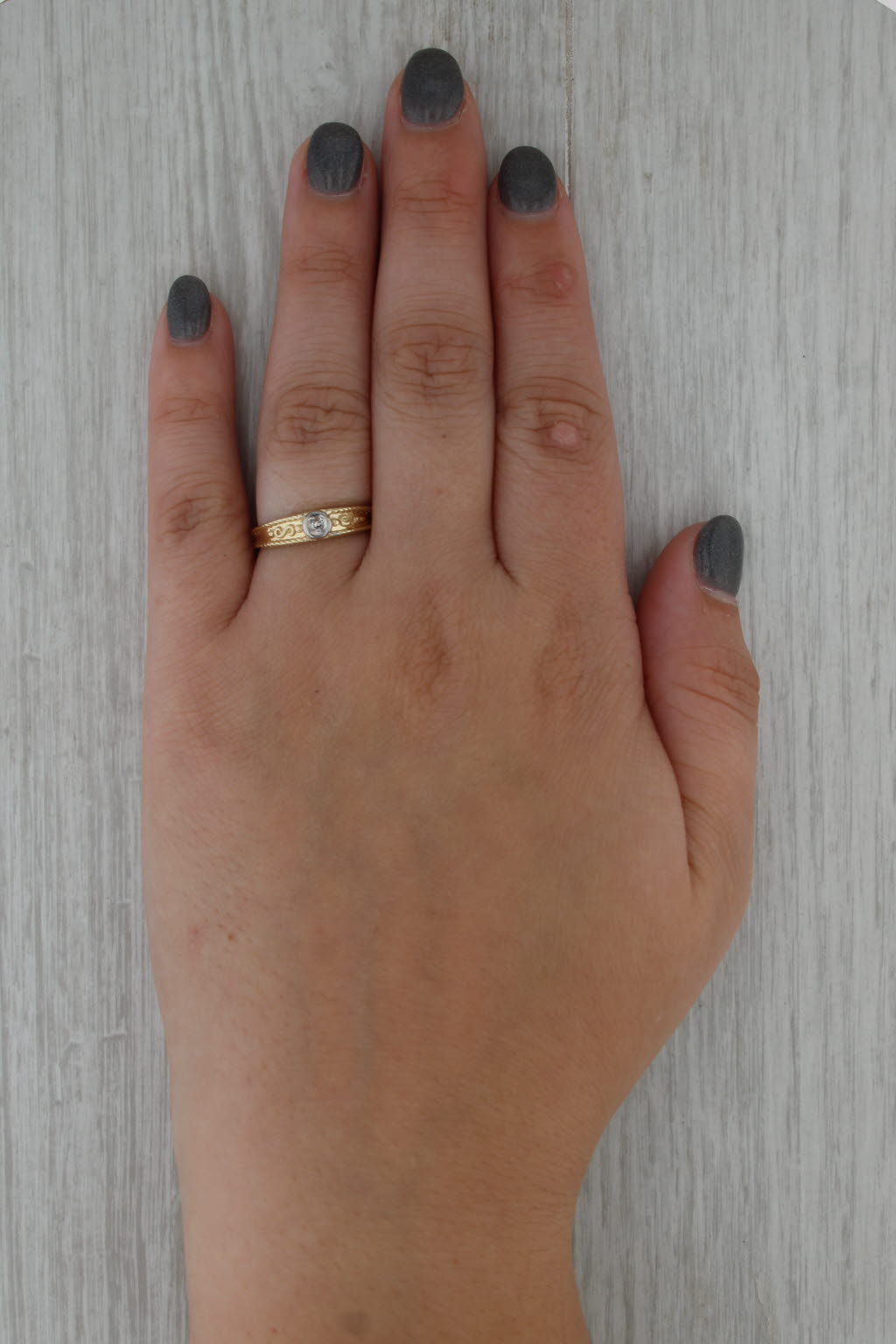 Diamond Solitaire Ring 14k Yellow Gold Size 7.5 Stackable Band