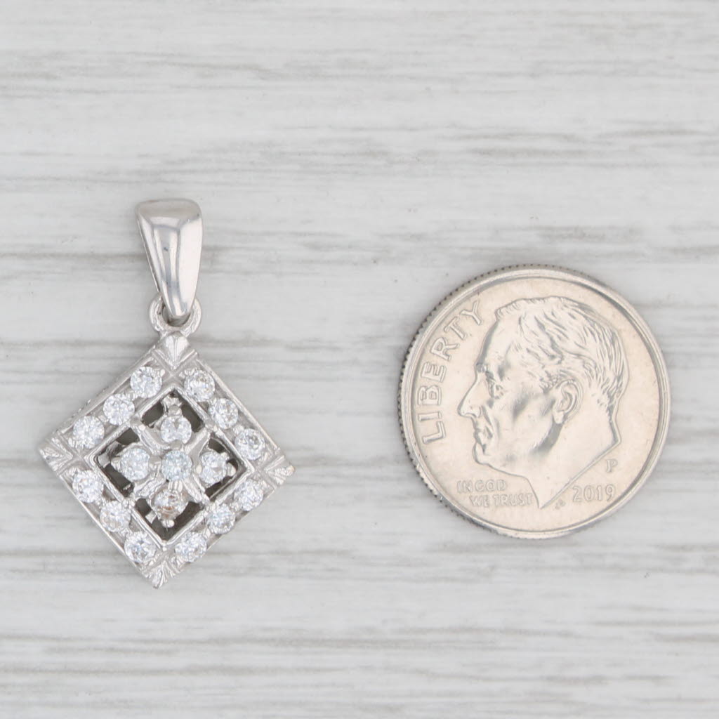 Light Gray 0.50ctw Cubic Zirconia Cluster Pendant 14k White Gold