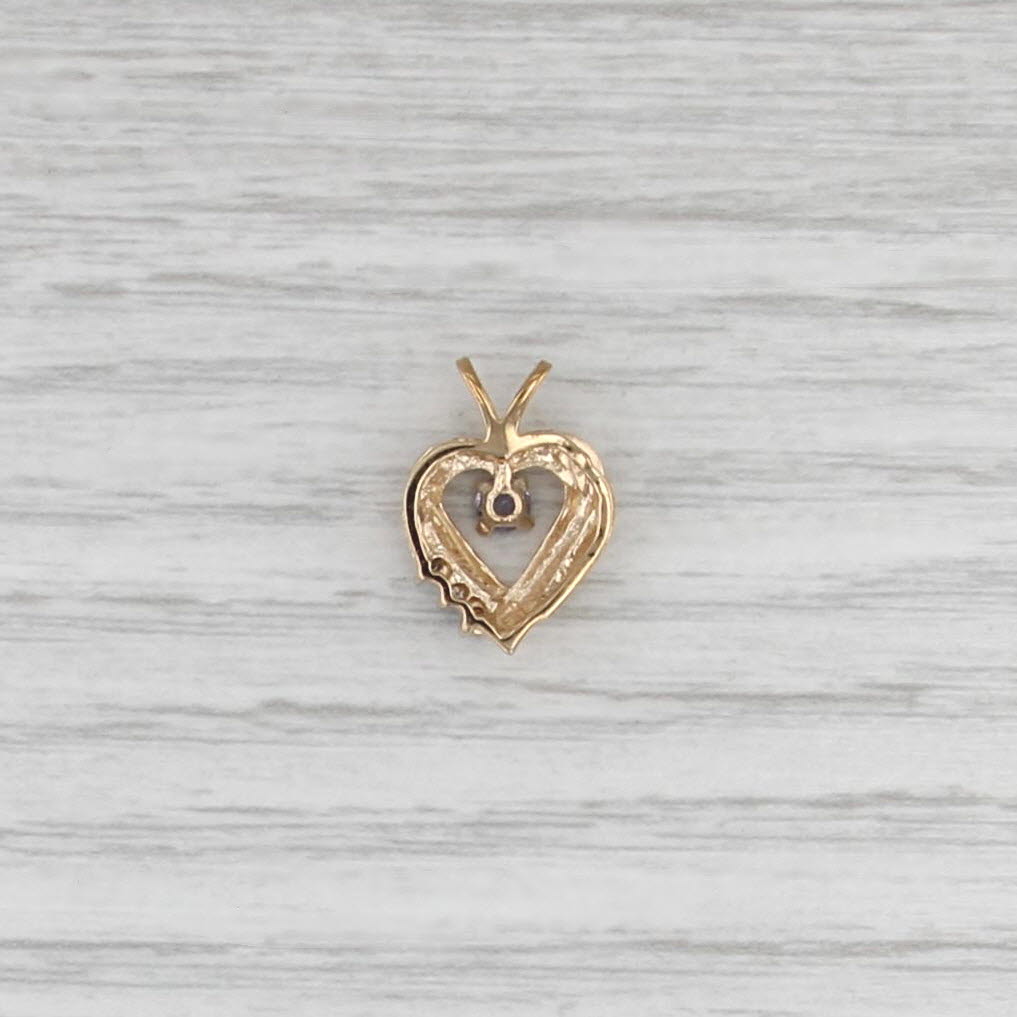 0.11ctw Tanzanite Diamond Heart Pendant 10k Yellow Gold