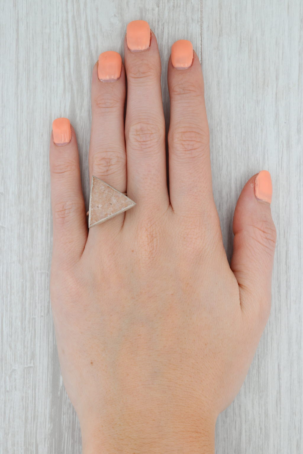 New Nina Wynn Trio Sand Druzy Quartz Ring Sterling Silver Statement Size 7.25