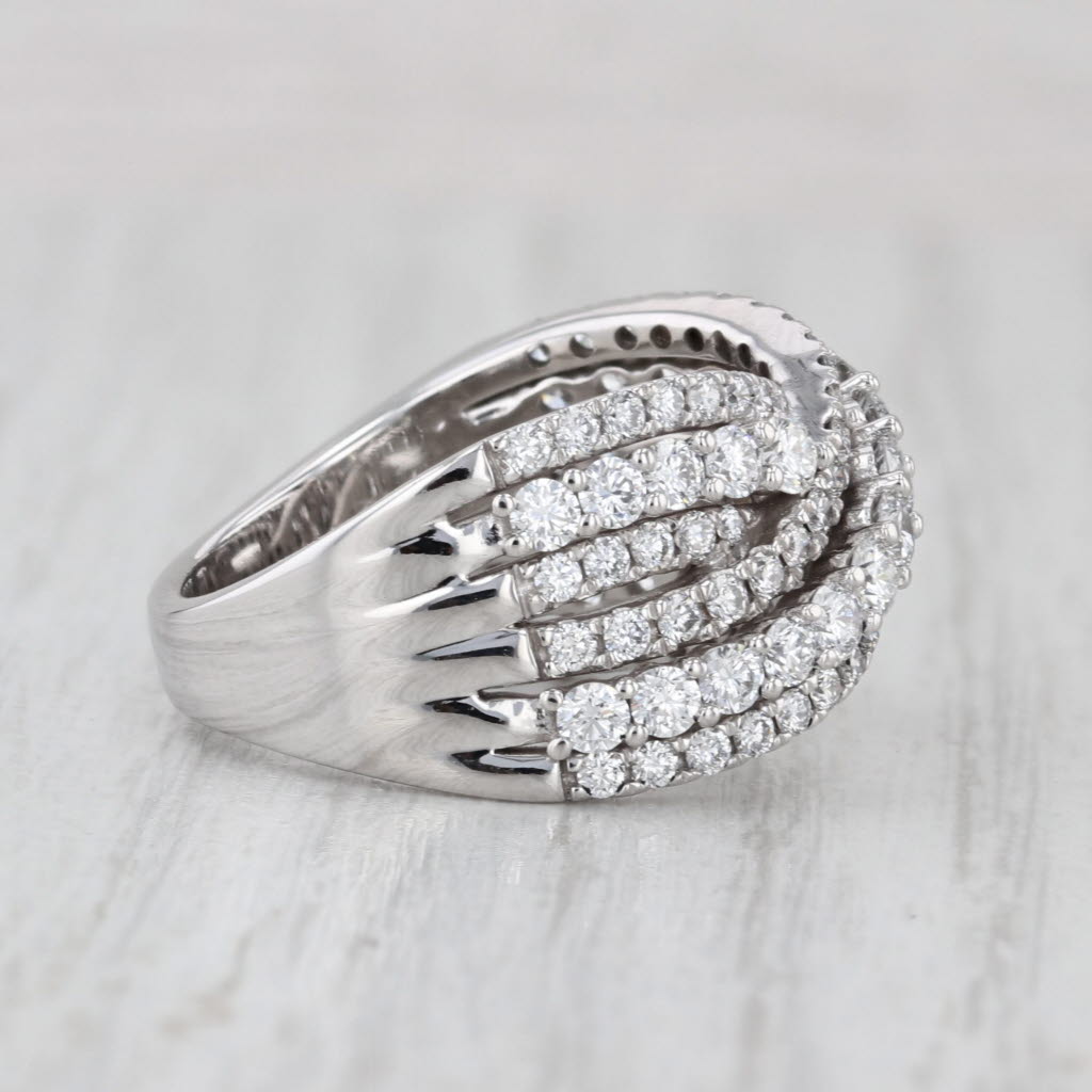 Multiband 1.09ctw Lab Created Diamond X Ring 14k White Gold Size 7.25