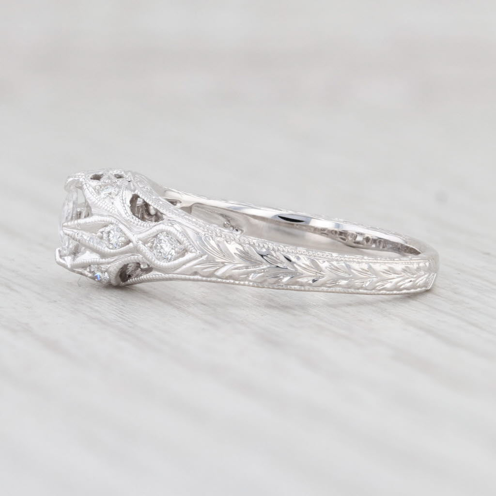 New Floral Diamond Engagement Ring 14k White Gold Size 6.5 Rose Cut Solitaire