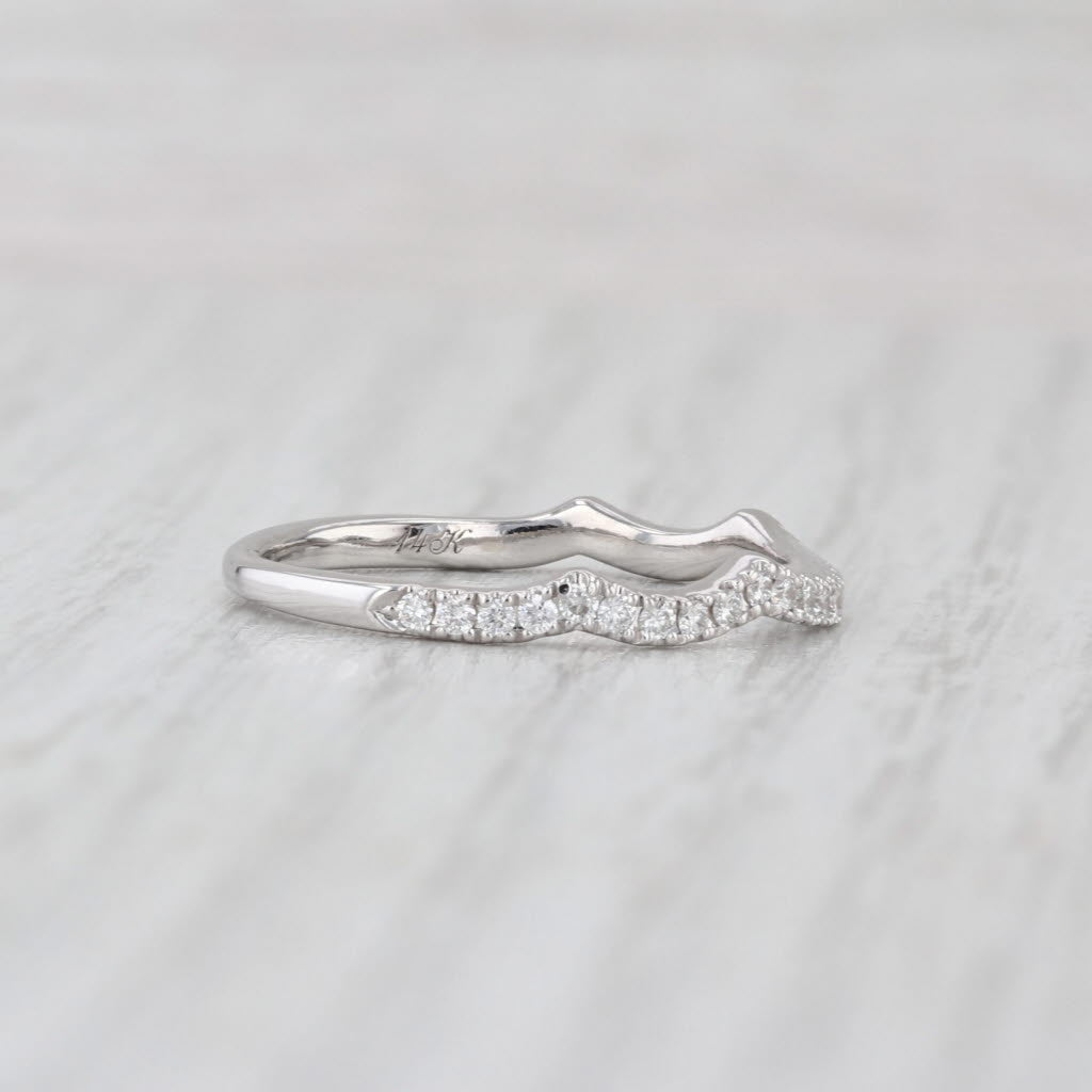 Neil Lane Contoured Diamond Ring 14k White Gold Wedding Band Size 7.75