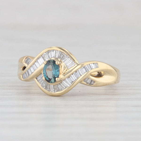 0.42ctw Teal Alexandrite Diamond Knot Ring 18k Yellow Gold Size 7 Engagement