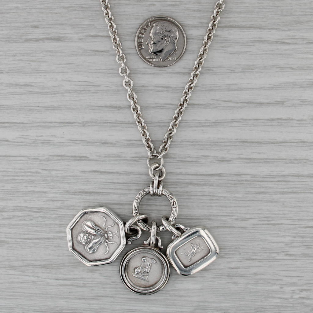 Slane & Slane Bee Eros Rhea Pendant Necklace Sterling Silver Toggle Cable Chain