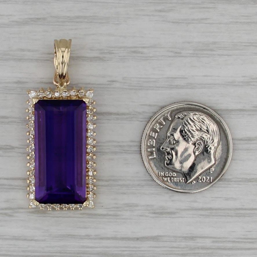 10.65ctw Amethyst Diamond Halo Enhancer Pendant 14k Yellow Gold
