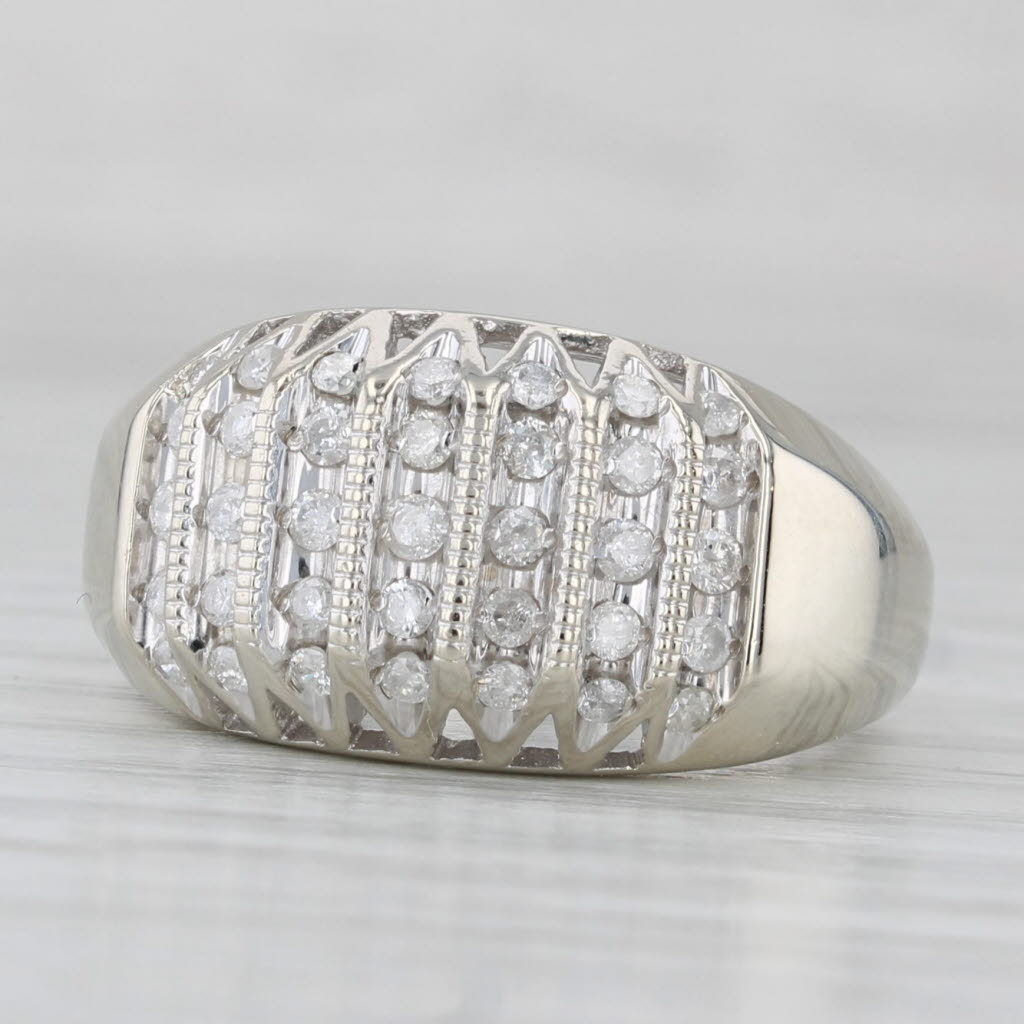 Light Gray 0.38ctw Diamond Rows Ring 10k White Gold Size 7.25