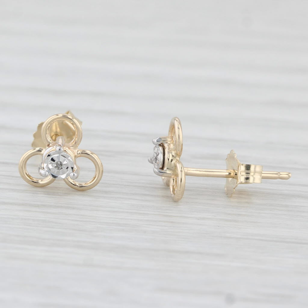 Light Gray Diamond Flower Stud Earrings 10k Yellow Gold