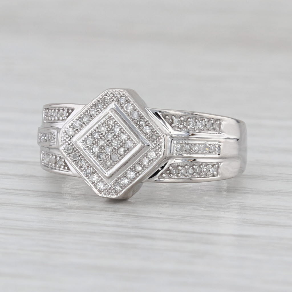 0.10ctw Diamond Engagement Ring 10k White Gold Size 8-8.25