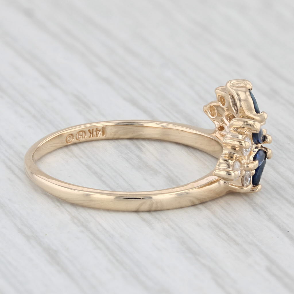 Light Gray 0.51ctw Blue Sapphire Diamond Ring Guard Jacket 14k Gold Wedding Bridal Sz 8.25
