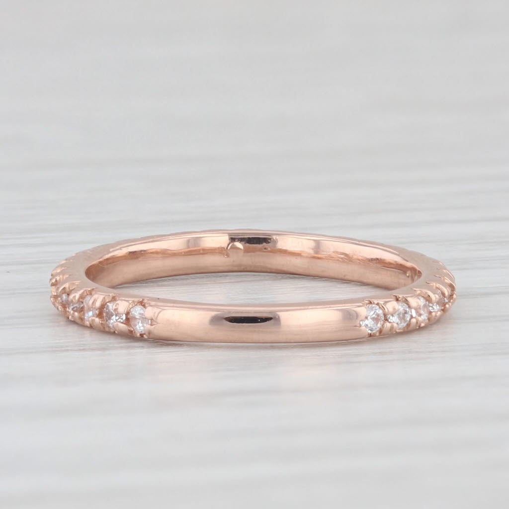 Light Gray 0.16ctw Cubic Zirconia Wedding Band 14k Rose Gold Size 4.25 Ring Stackable