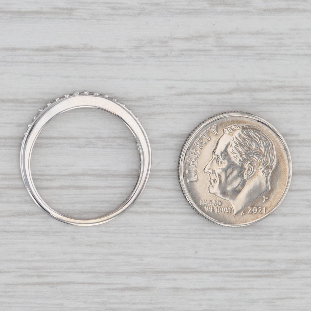 Gray 0.14ctw Diamond Wedding Band 10k White Gold Stackable Anniversary Ring