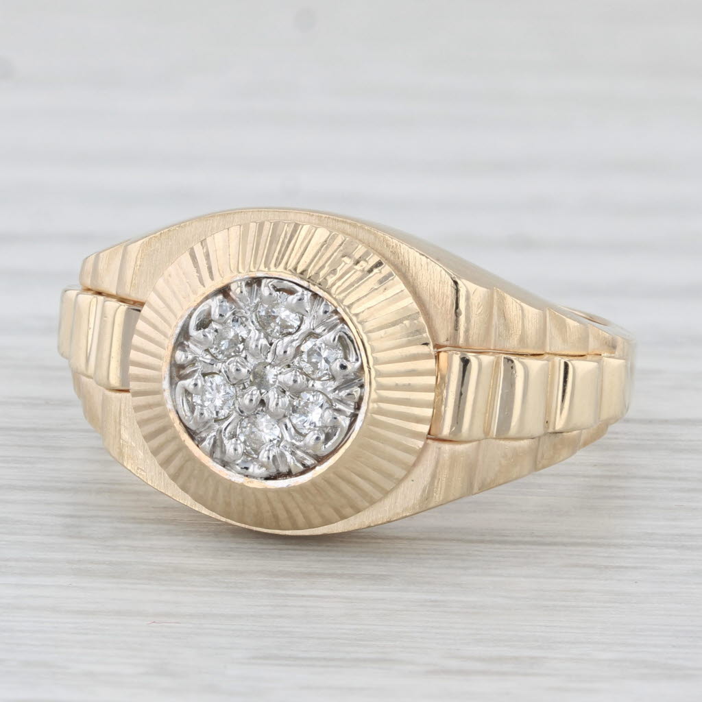 Light Gray 0.14ctw Diamond Ring 14k Yellow Gold Size 11.75 Men's Wedding Band