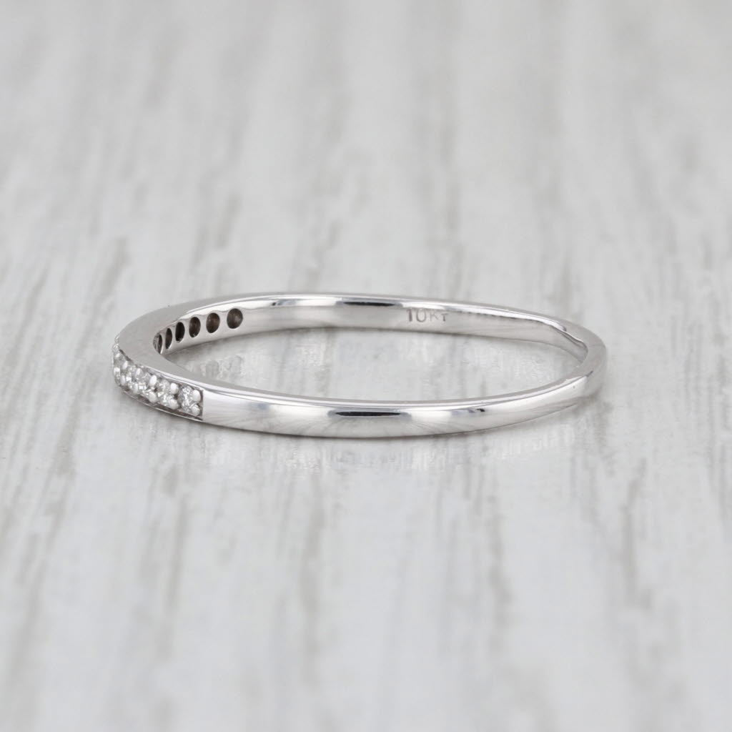 0.09ctw Diamond Wedding Band 10k White Gold Stackable Ring Size 10.5