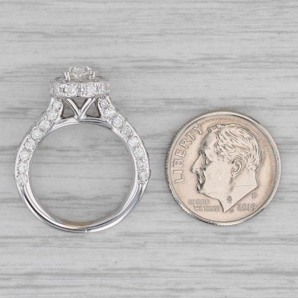 Gray 1.50ctw Oval Diamond Halo Engagement Ring 14k White Gold Size 4.5
