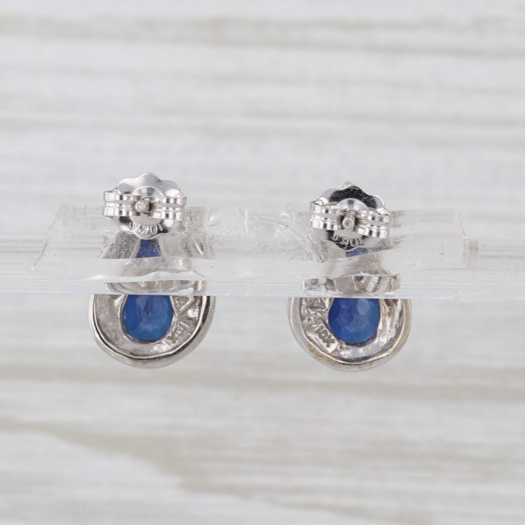 Lab Created Sapphire Topaz Teardrop Stud Earrings 10k White Gold Pear Studs