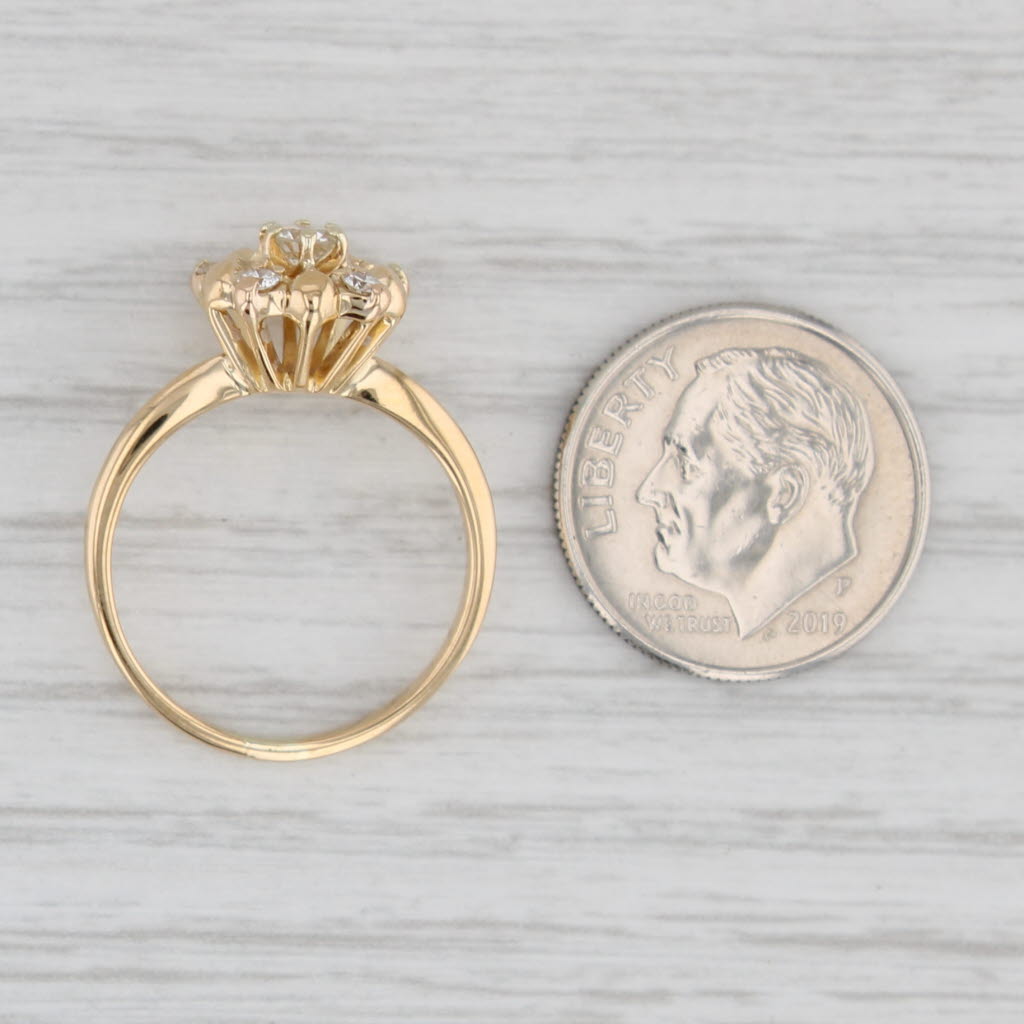Light Gray Vintage 0.28ctw Diamond Flower Ring 18k Yellow Gold Size 6 Engagement