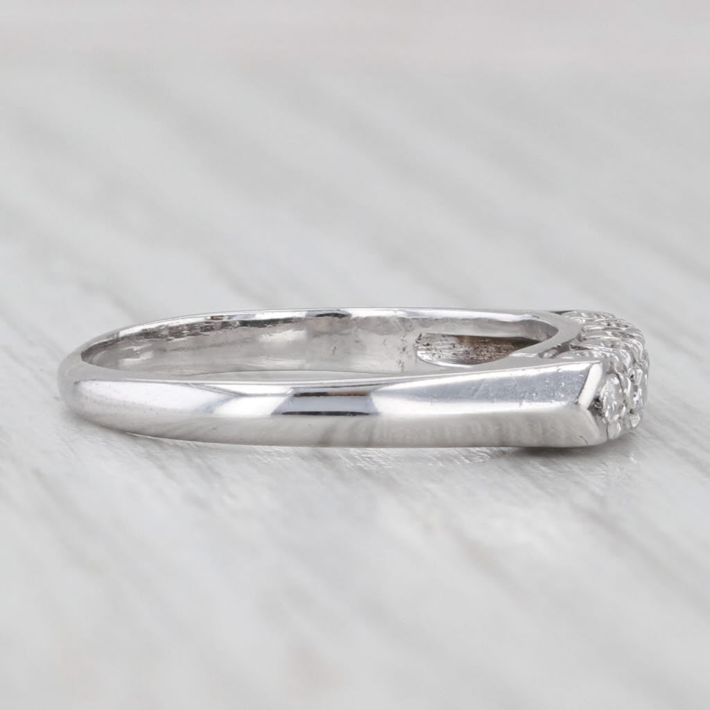 Light Gray Vintage 0.10ctw Diamond Wedding Band 14k White Gold Size 6 Stackable Ring