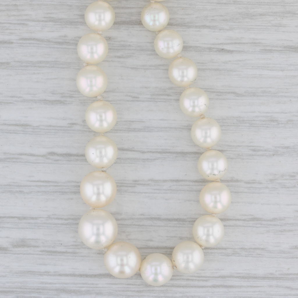 Gray Graduated Cultured Pearl Single Bead Strand Necklace 14k Yellow Gold 24"
