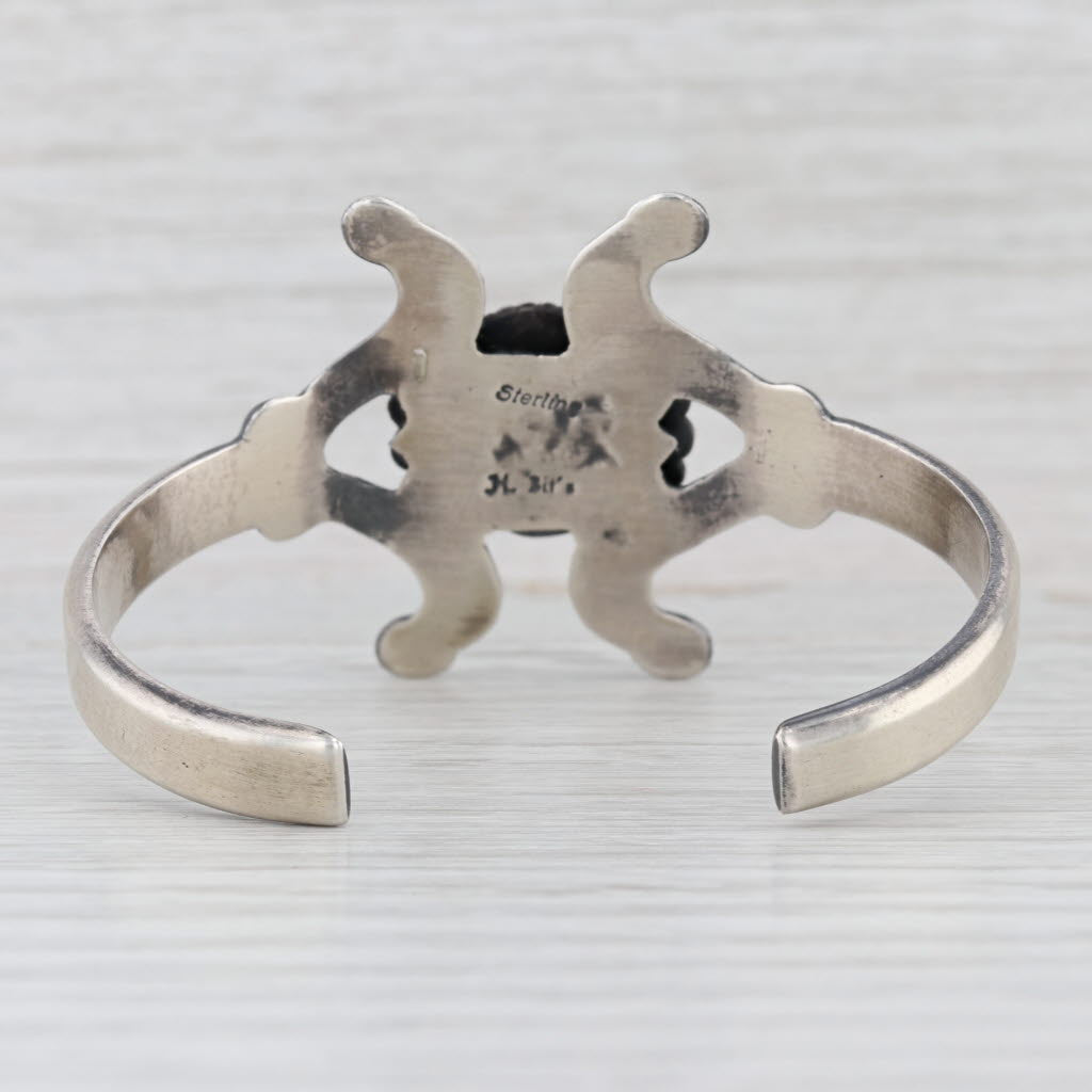 Vintage Native American Turquoise Cuff Bracelet Sterling Silver Navajo Bitsui